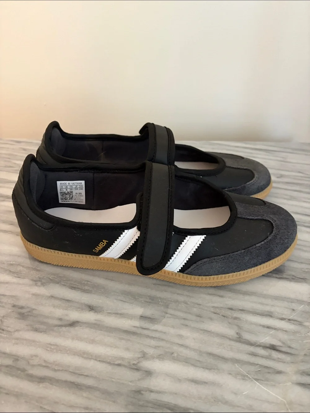 adidas Kids Samba Mary-Jane Sneakers - Black/Gray/White - Picture 5 of 9